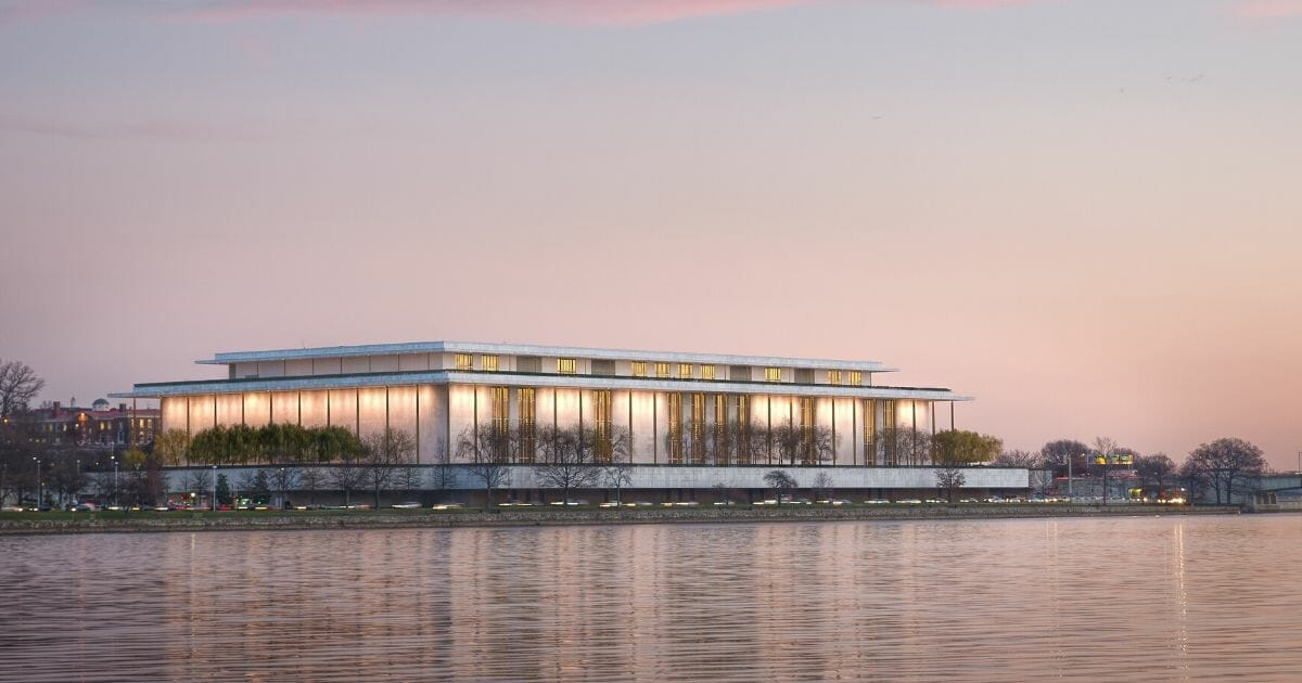 The John F. Kennedy Center for the Performing Arts over the Potomac River in Washington D.C.