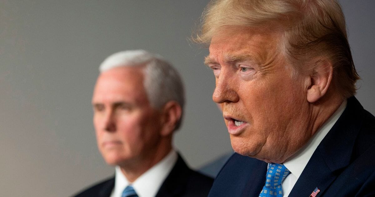 President Donald Trump speaks during a media briefing about the coronavirus alongside Vice President Mike Pence in the Brady Press Briefing Room at the White House in Washington, D.C., on March 15, 2020.