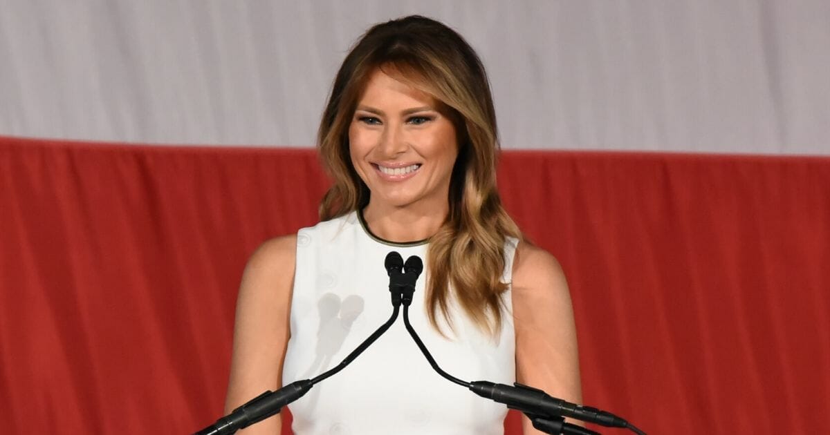 First lady Melania Trump delivers remarks at Palm Beach Atlantic University’s Women of Distinction Luncheon on Feb. 19, 2020, in Palm Beach, Florida.