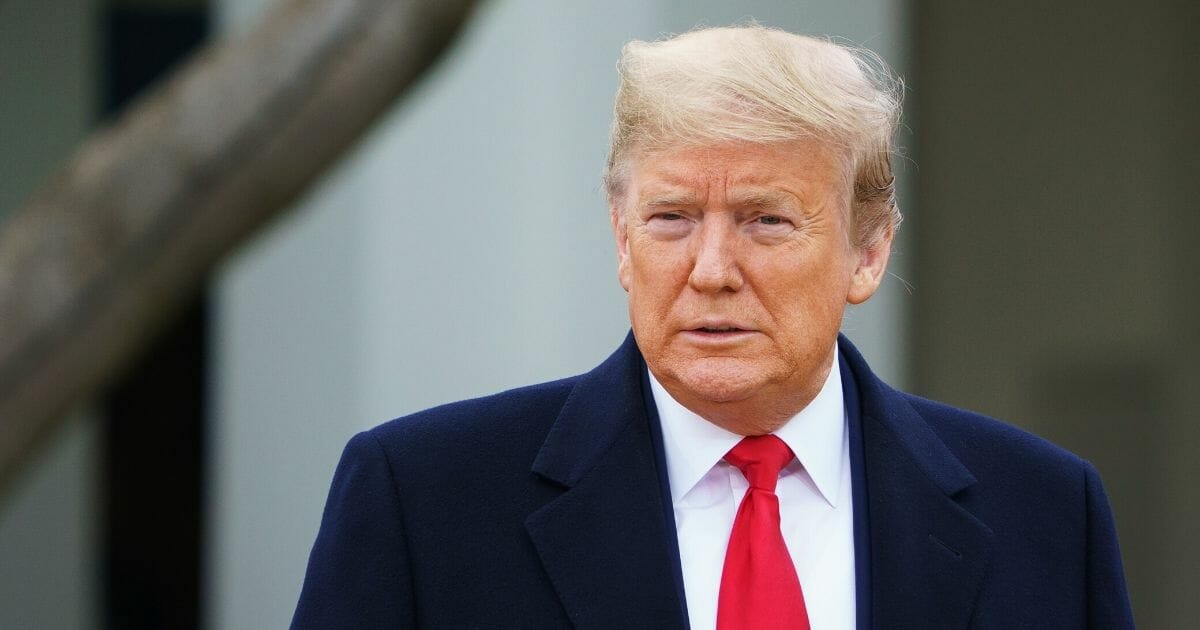 President Donald Trump is seen before the start of a Fox News virtual town hall meeting in the Rose Garden of the White House on March 24, 2020.