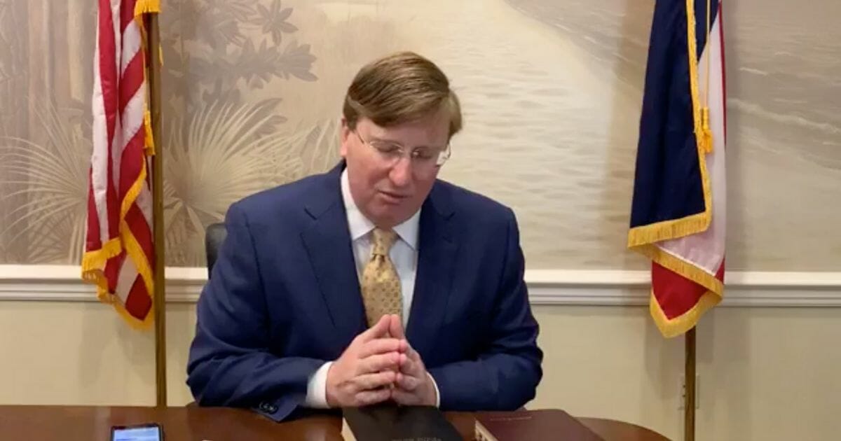 Mississippi Gov. Tate Reeves led his state in prayer during a Facebook Live event on March 22, 2020.
