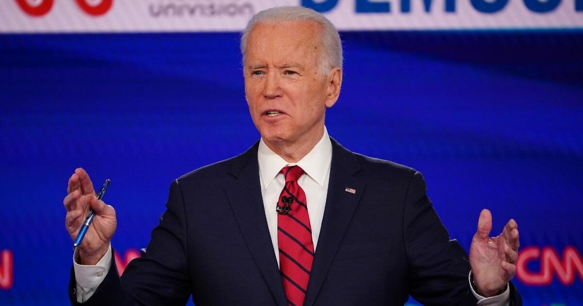 Democratic presidential hopeful former Vice President Joe Biden participates in a primary debate at a CNN Washington Bureau studio in Washington, D.C. on March 15, 2020.