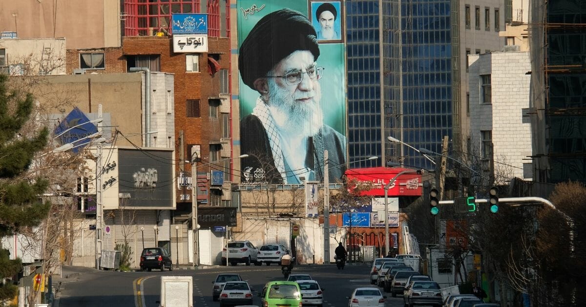 A huge mural of Ayatollah Ali Khamenei, Iran’s supreme leader, is seen on Motahari street on March 8, 2020, in Tehran, Iran.