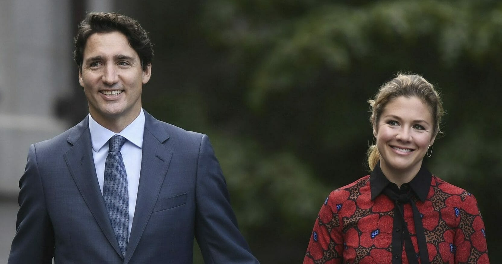 Canadian Prime Minister Justin Trudeau and his wife, Sophie Gregoire Trudeau, arrive at Rideau Hall in Ottawa, Ontario, on Sept. 11, 2019.