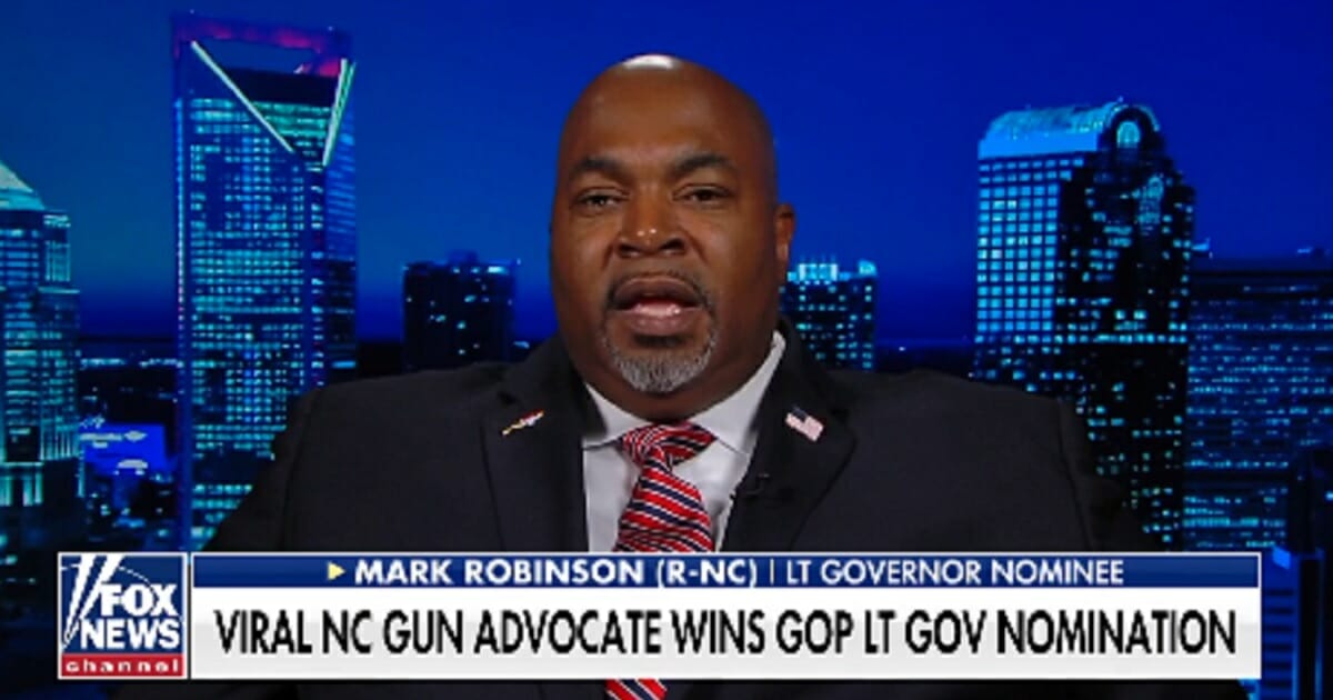 Mark Robinson, the Republican candidate for lieutenant governor in North Carolina, makes an appearance on Fox News last week.