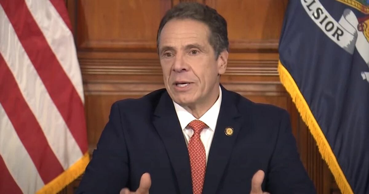 New York Gov. Andrew Cuomo speaks during a news conference about the coronavirus pandemic.