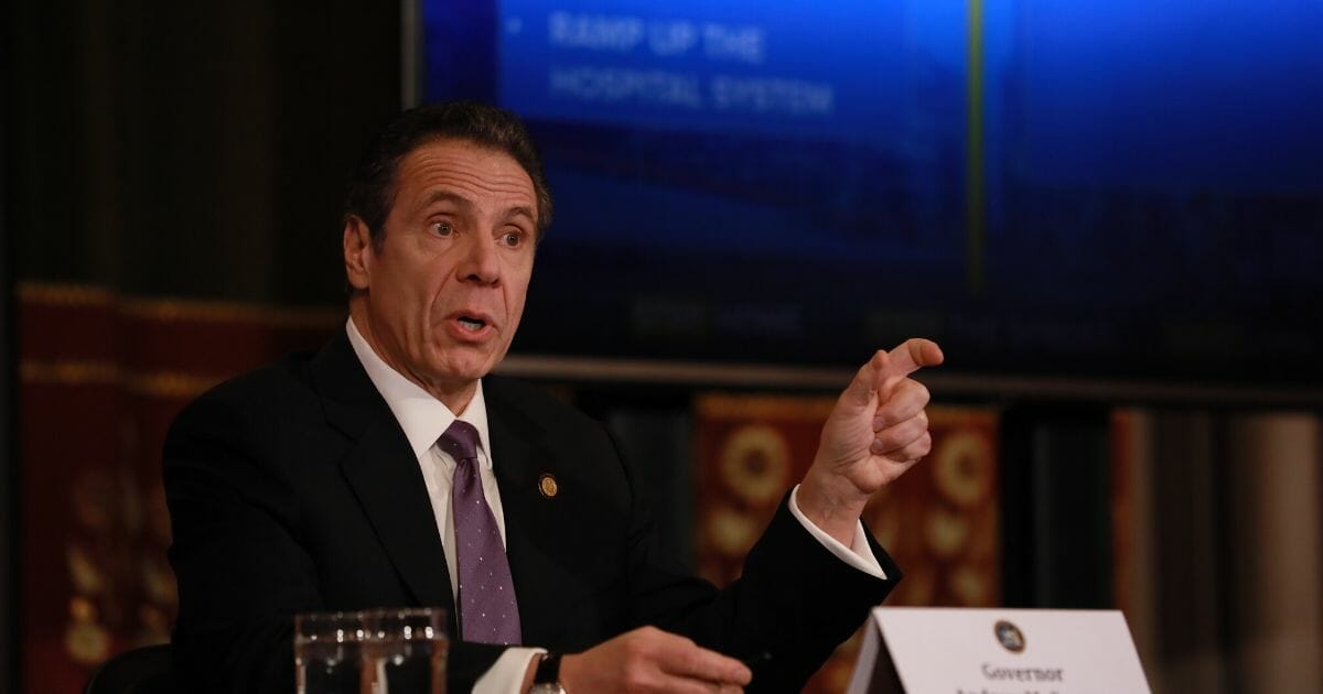 New York Gov. Andrew Cuomo gives his a news briefing