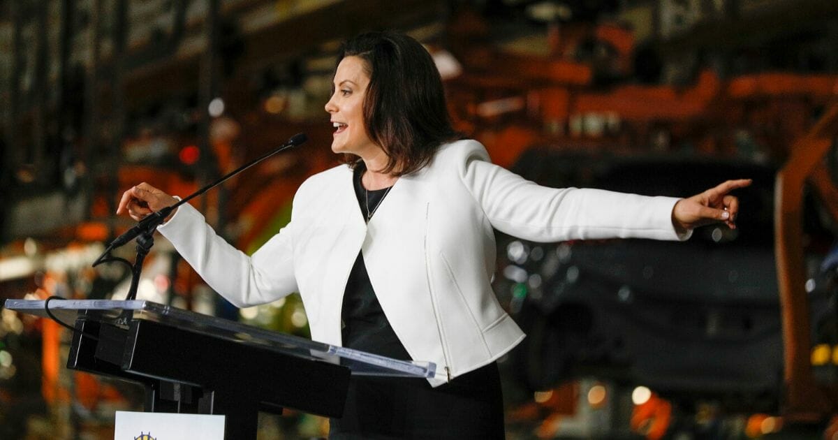 Michigan Gov. Gretchen Whitmer speaks at the Orion Assembly Plant on March 22, 2019, in Lake Orion, Michigan.