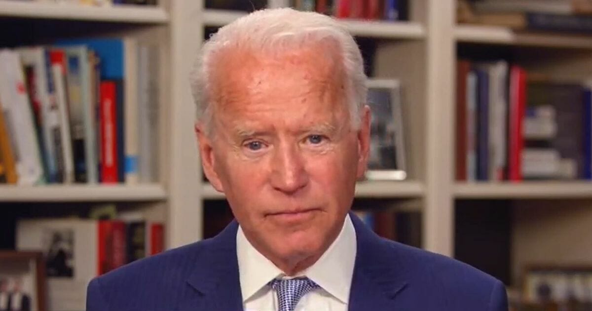 In this screen shot from JoeBiden.com, Democratic presidential candidate and former Vice President Joe Biden speaks during a coronavirus virtual town hall from his home on April 8, 2020, in Wilmington, Delaware.