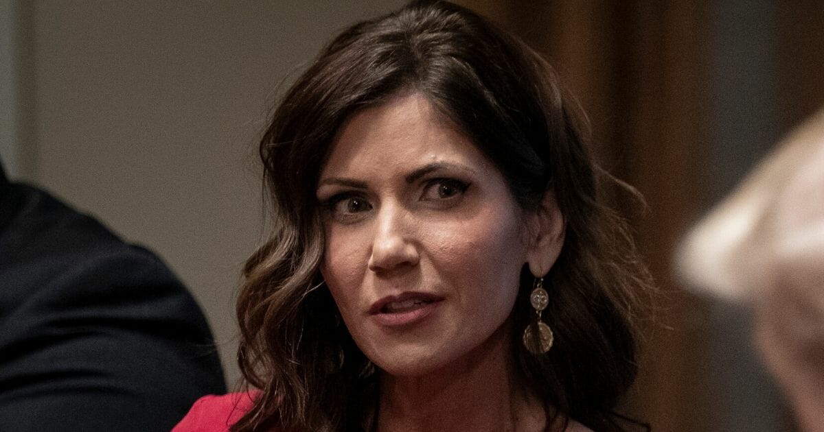 South Dakota Gov. Kristi Noem speaks during a meeting about the Governors Initiative on Regulatory Innovation in the Cabinet Room of the White House on Dec. 16, 2019, in Washington, D.C.