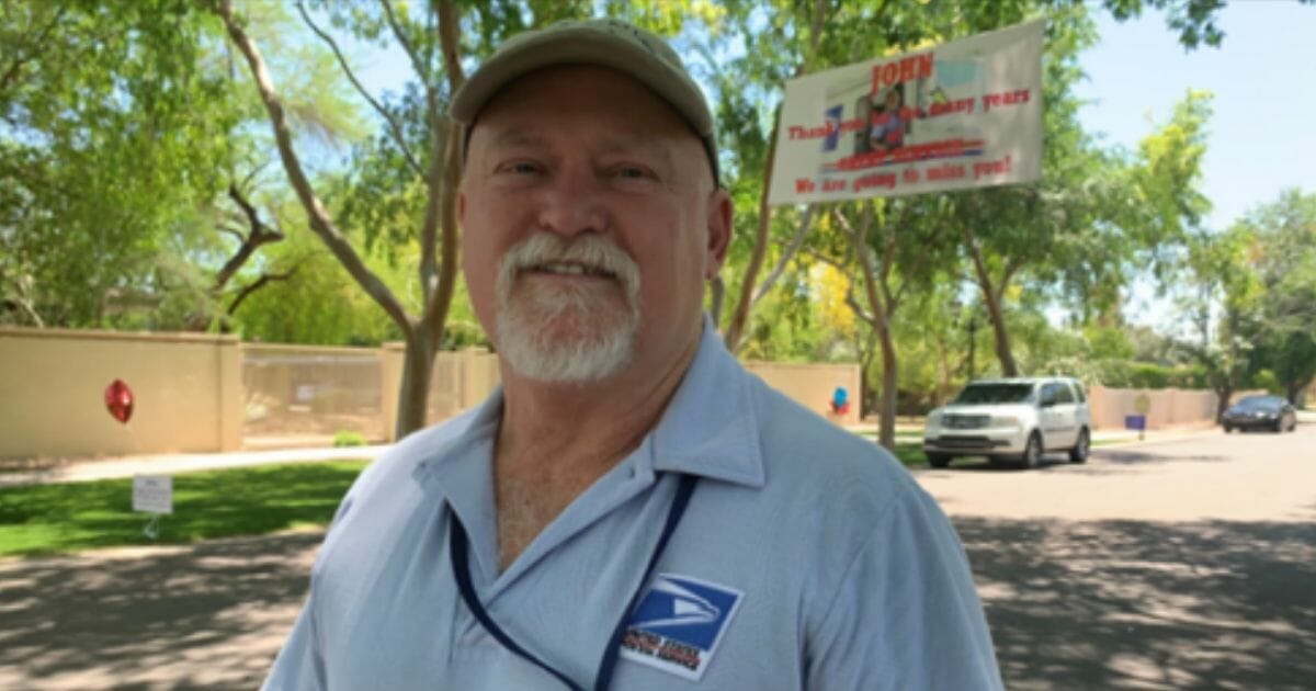 John Vandello, a mailman of 38 years, was given an incredible retirement sendoff by the community in Tempe, Arizona.