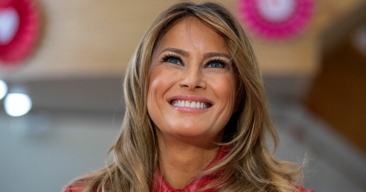First lady Melania Trump visits the Children’s Inn at the National Institutes of Health in Bethesda, Maryland, on Feb. 14, 2020.