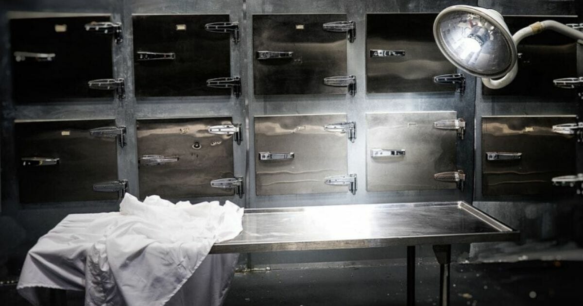 A stock photo of a morgue is seen above.