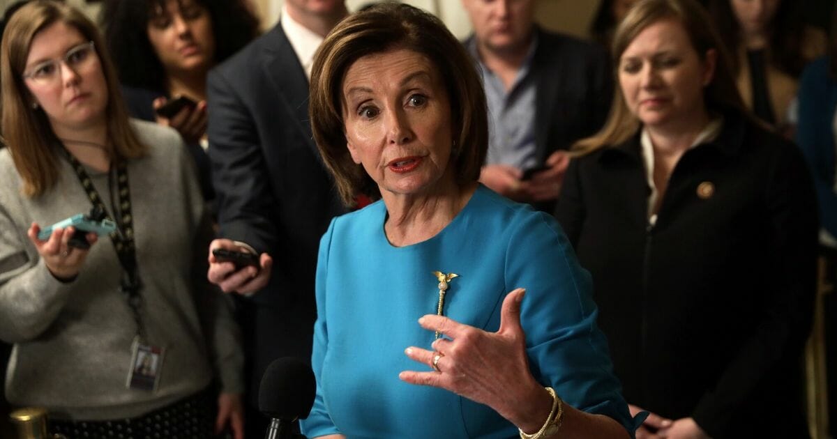 Speaker of the House Rep. Nancy Pelosi (D-California) speaks to members of the media at the U.S. Capitol on March 13, 2020, in Washington, D.C.