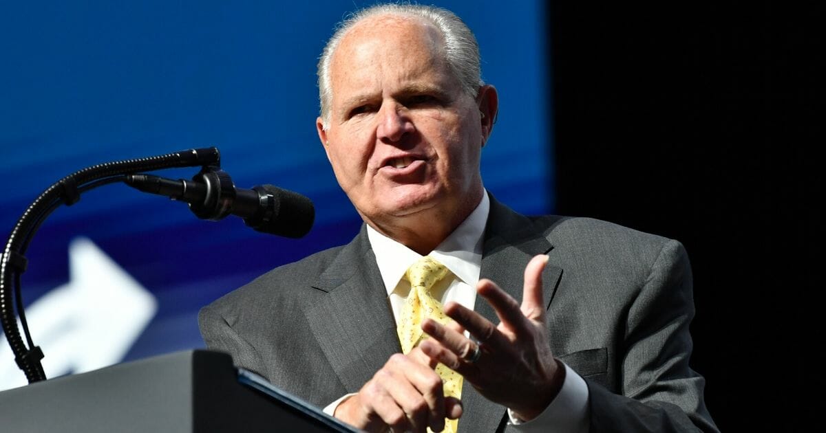 Rush Limbaugh speaks during the Turning Point USA Student Action Summit at the Palm Beach County Convention Center in West Palm Beach, Florida, on Dec. 21, 2019.