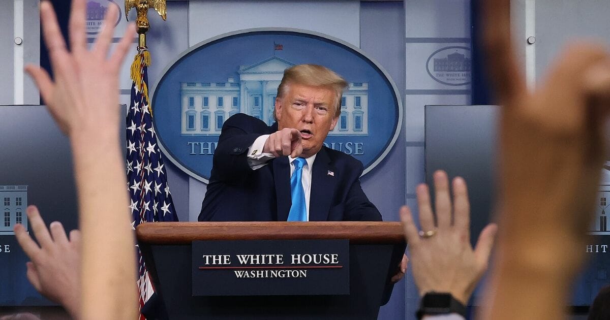 U.S. President Donald Trump speaks to reporters