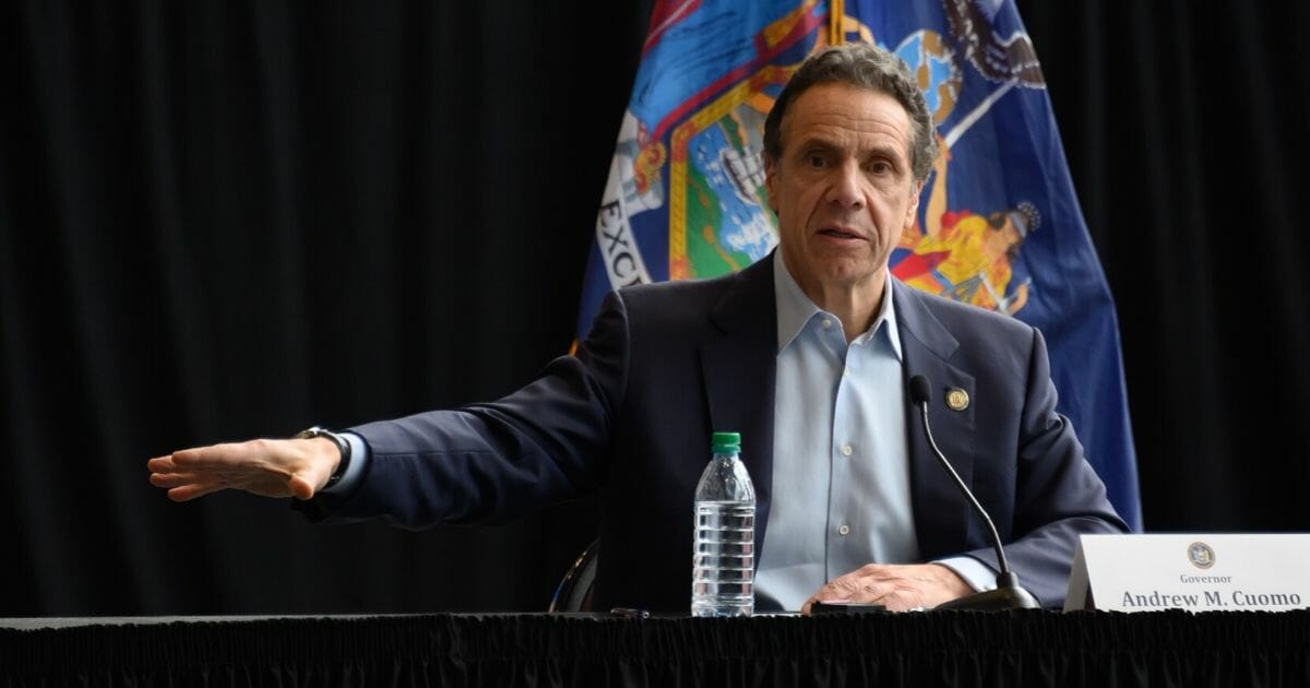 New York Gov. Andrew Cuomo speaks during a news conference at the Jacob Javits Convention Center on March 30, 2020, in New York City.