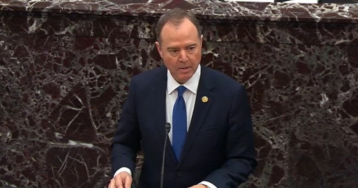 House Intelligence Committee Chairman Adam Schiff addresses the Senate during President Donald Trump's impeachment trial on Feb. 3.