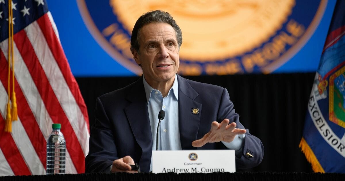 New York Gov. Andrew Cuomo speaks during a news conference at the Jacob Javits Convention Center on March 30, 2020, in New York City.