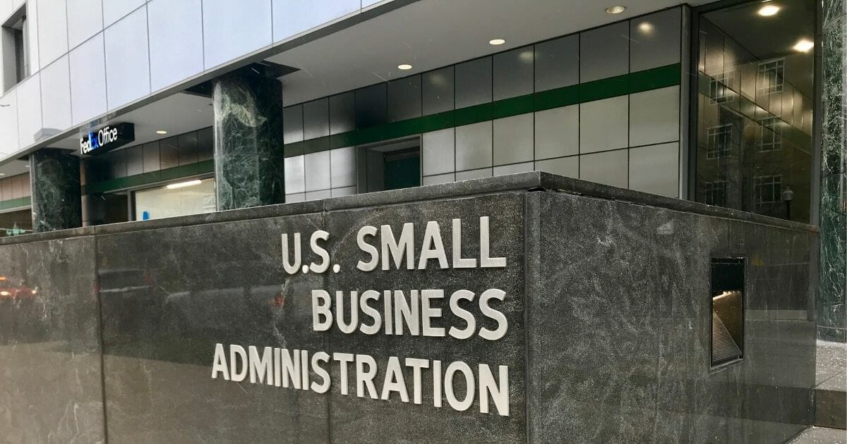 The entrance to the headquarters of the Small Business Administration in Washington, D.C.
