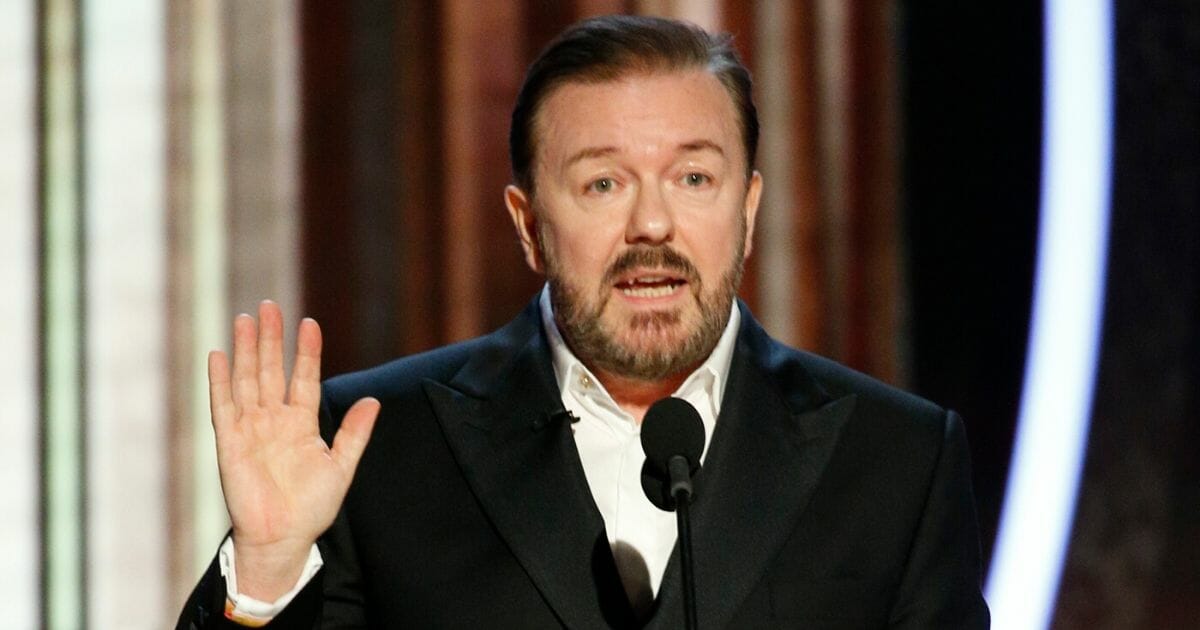 In this handout photo provided by NBCUniversal Media, LLC, host Ricky Gervais speaks onstage during the 77th Annual Golden Globe Awards at The Beverly Hilton Hotel on Jan. 5, 2020, in Beverly Hills, California.