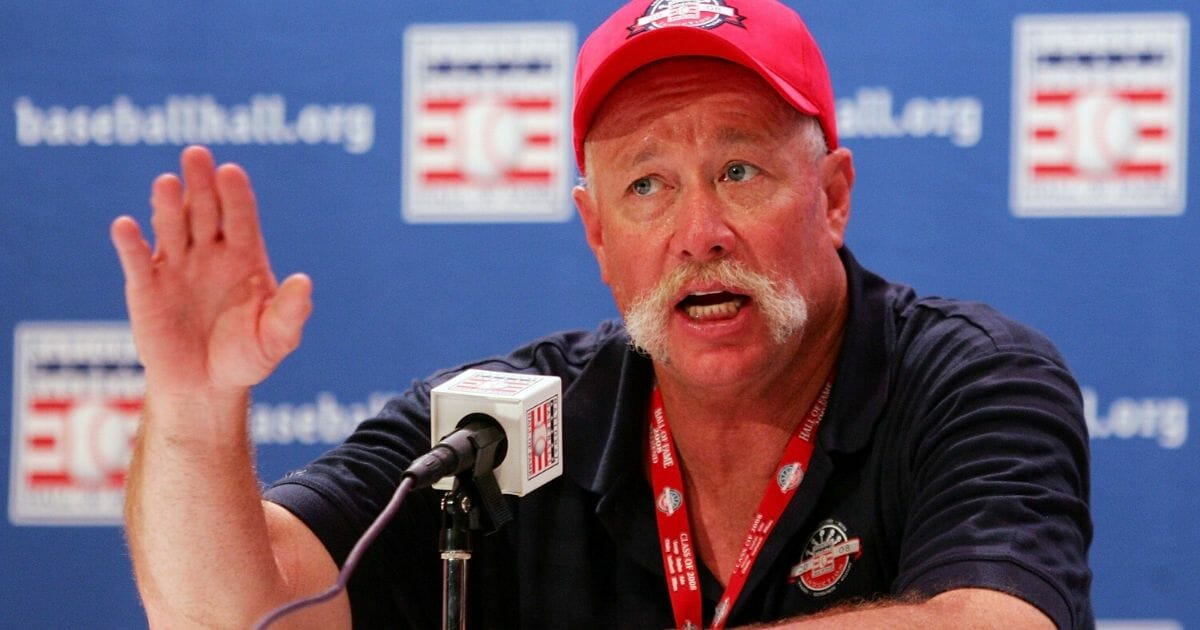 Major League legend Rich "Goose" Gossage speaks to the media during a 2008 news conference when he was inducted into the Baseball Hall in Cooperstown, New York.