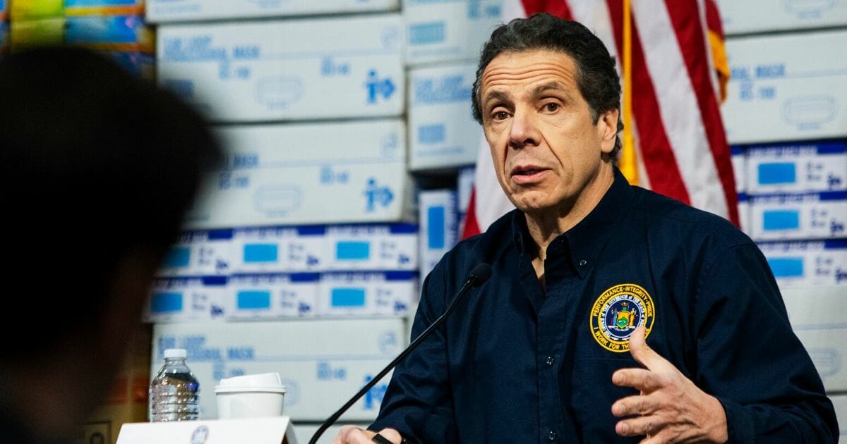 New York Gov. Andrew Cuomo speaks to the media in late March at the Javits Convention Center in New York City, which was being turned into a hospital to help treat coronavirus cases.