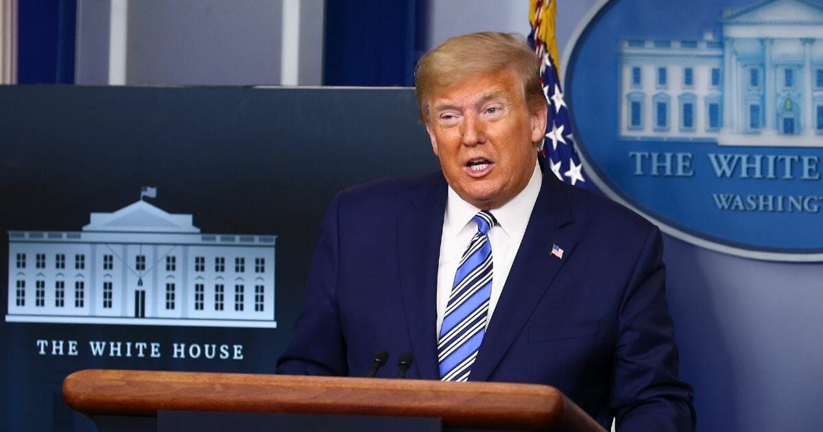 President Donald Trump speaks at the daily coronavirus briefing at the White House on April 19, 2020, in Washington, D.C.