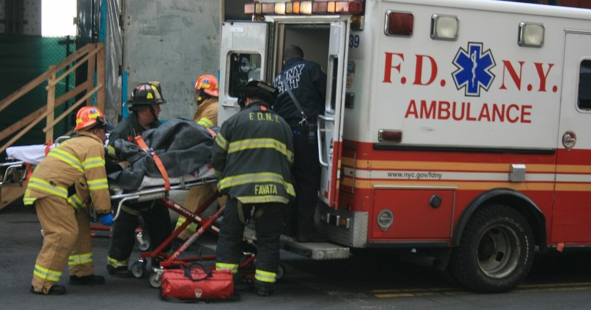 A person is loaded into an ambulance in Lower Manhattan on Jan. 9, 2013, in New York City.