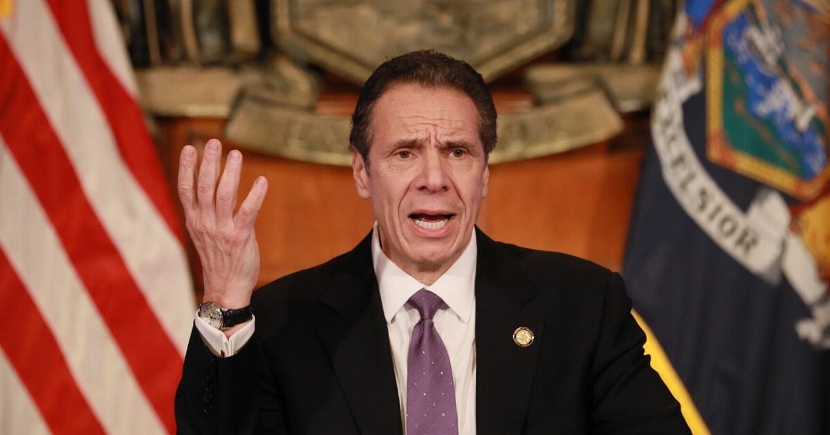 New York Gov. Andrew Cuomo gives a news briefing about the coronavirus crisis on April 17, 2020, in Albany, New York.