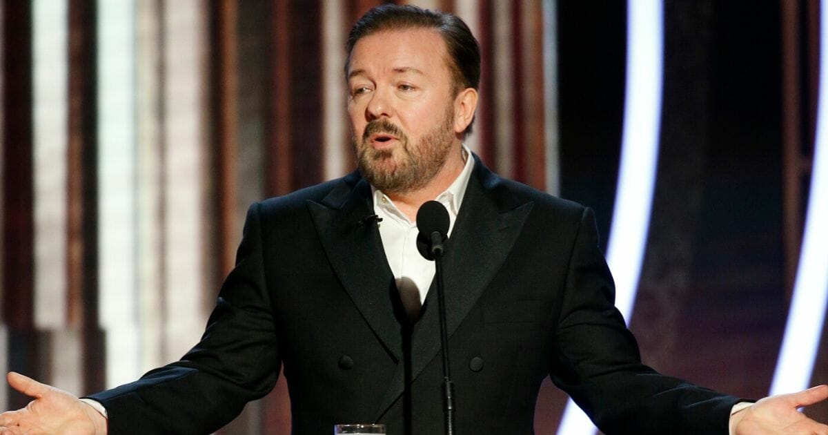 Comedian Ricky Gervais hosts the 77th Annual Golden Globe Awards at The Beverly Hilton Hotel on Jan. 5.
