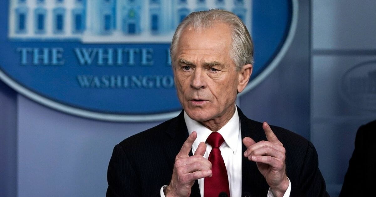 White House trade advisor Peter Navarro addresses the media during a March briefing on the coronavirus.