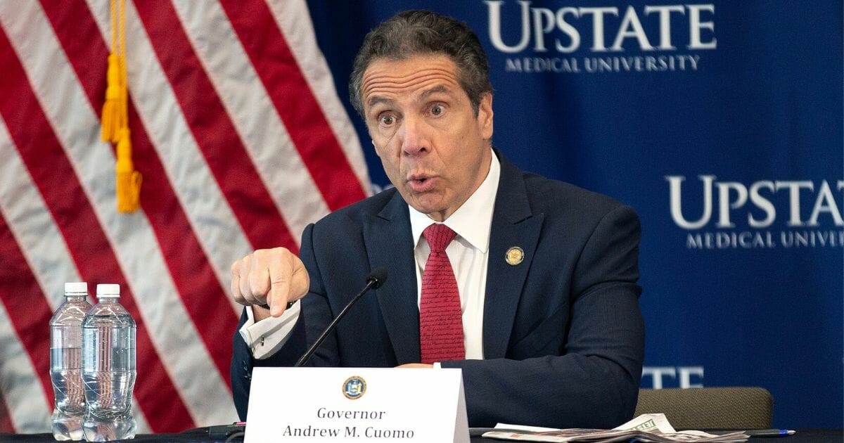 New York Gov. Andrew Cuomo speaks during his daily coronavirus media briefing at SUNY Upstate Medical University on April 28, 2020, in Syracuse, New York.