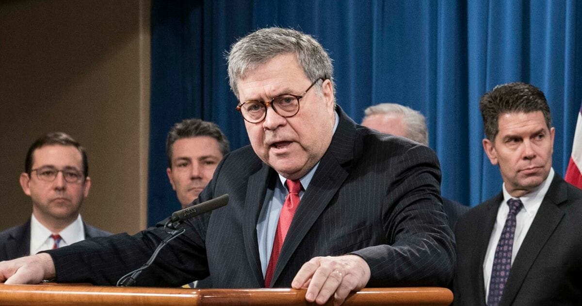 Attorney General William Barr, pictured in a February news conference.