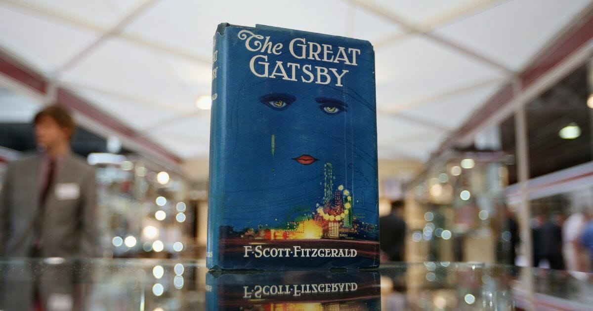 A first edition of F. Scott Fitzgerald’s “The Great Gatsby” at the London International Antiquarian Book Fair in the Olympia exhibition center on June 13, 2013, in London.