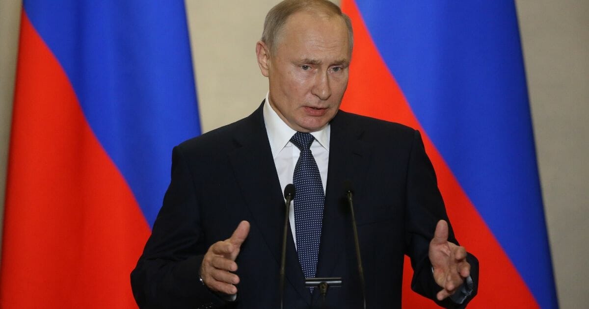 Russian President Vladimir Putin speaks on March 18, 2020, in Sevastopol, Crimea, Ukraine.