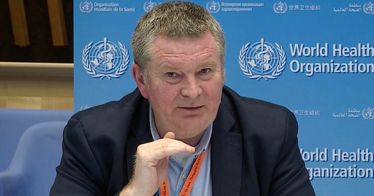 World Health Organization Health Emergencies Program Director Michael Ryan speaks via video link about the COVID-19 pandemic during a news conference from the WHO headquarters in Geneva on March 30, 2020.