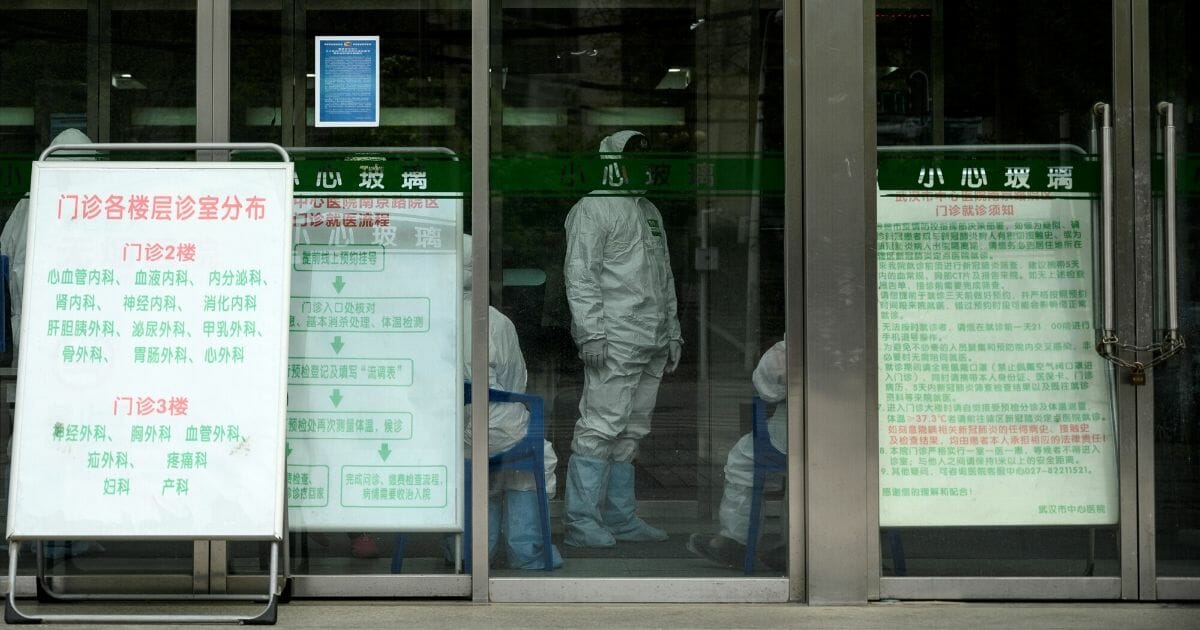 Medical workers are seen inside the Wuhan Central Hospital in China's central Hubei province April 1, 2020.