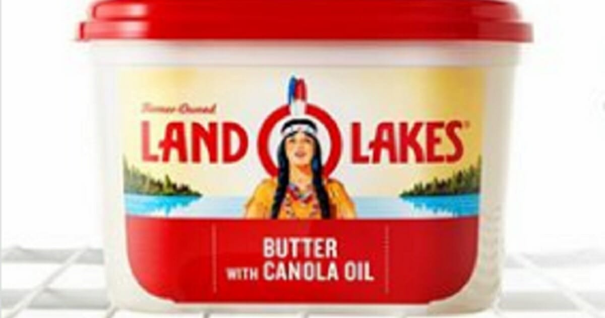 Land O'Lake butter package with a Native American woman's face.