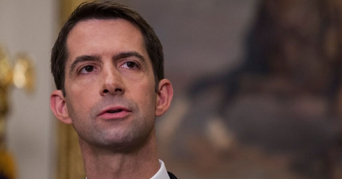 Arkansas Sen. Tom Cotton. pictured in a Jan. 17 file photo in the Roosevelt Room at the White House.