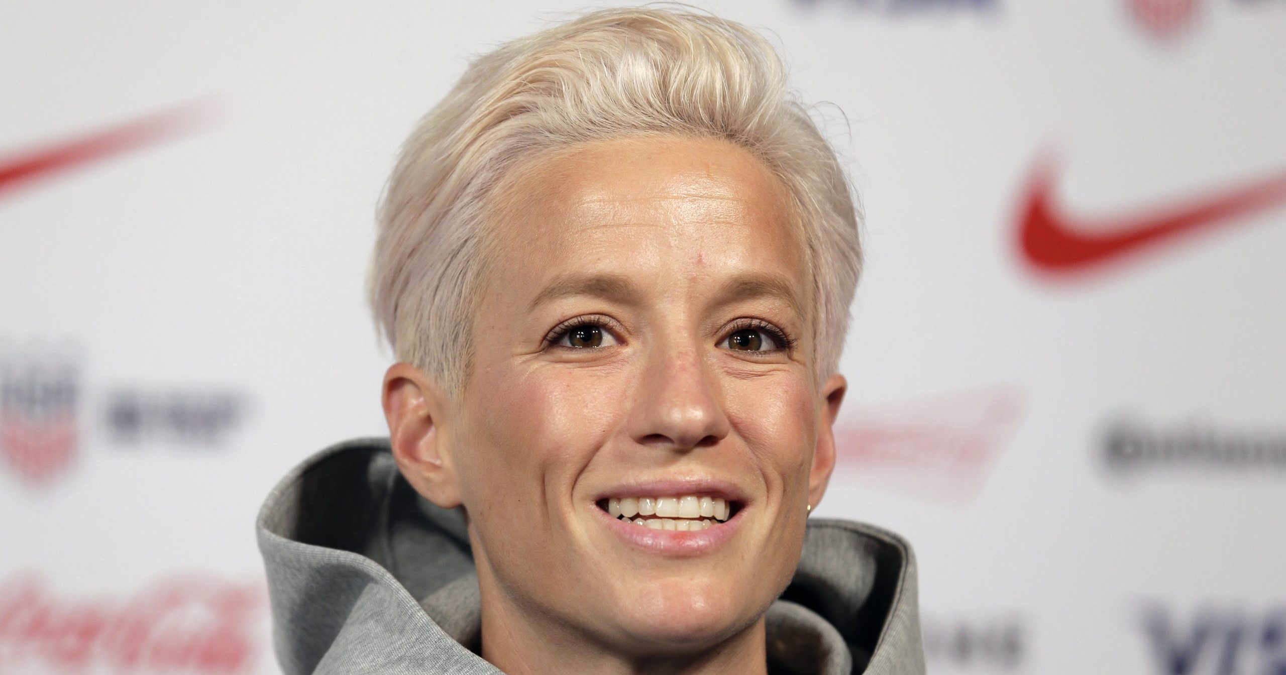 In this May 24, 2019, file photo, Megan Rapinoe, a member of the United States women's national soccer team, speaks to reporters during a news conference in New York.