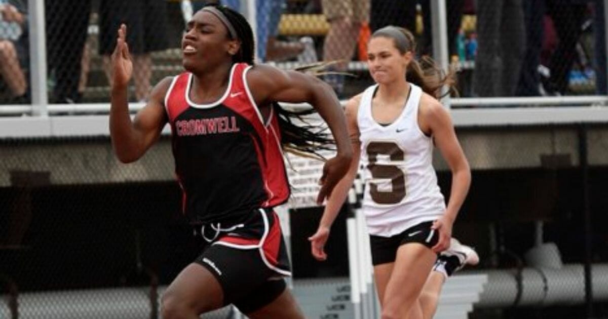 Connecticut high school runner Andraya Yearwood wins a race.