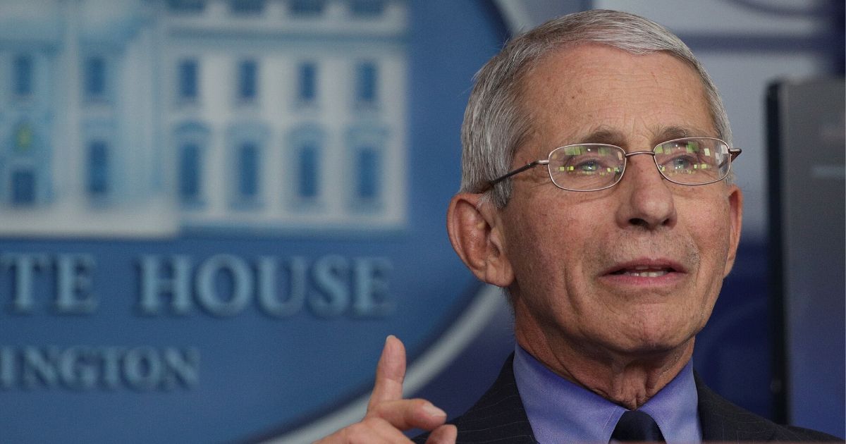 Dr. Anthony Fauci, director of the National Institute of Allergy and Infectious Diseases, speaks during the daily briefing of the White House coronavirus task force, at the White House on April 17, 2020, in Washington, D.C.