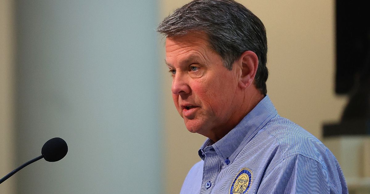 Georgia Gov. Brian Kemp speaks during a news conference at the state Capitol in Atlanta on April 27, 2020.