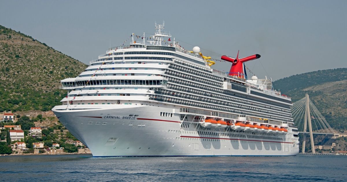In this handout provided by Carnival Cruise Lines, the Carnival Breeze departs on June 21, 2012, in Dubrovnik, Croatia.