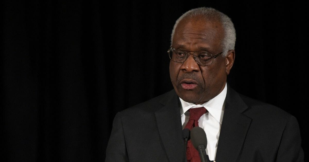 Supreme Court Justice Clarence Thomas speaks at the memorial service for former Supreme Court Justice Antonin Scalia at the Mayflower Hotel on March 1, 2016, in Washington, D.C.