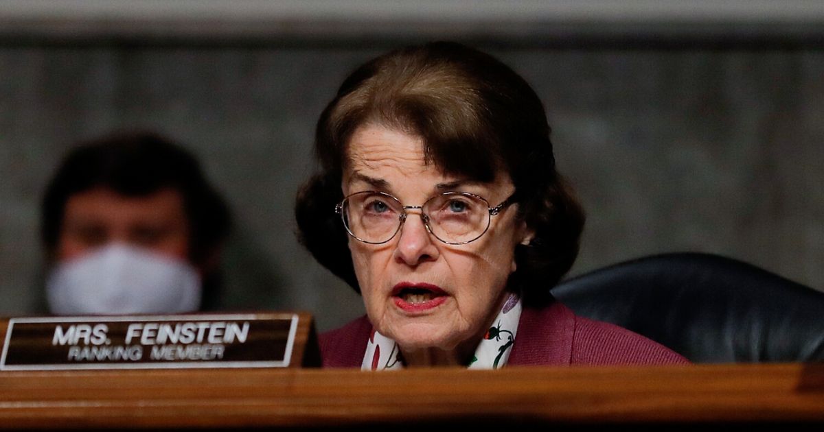 Senator Dianne Feinstein (D-California) participates in a Senate Judiciary Committee hearing on Capitol Hill in Washington, D.C., on May 12, 2020.