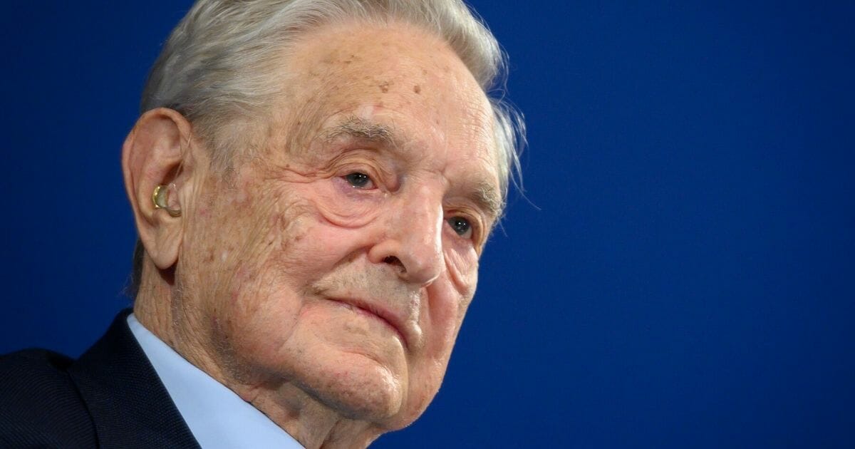 Leftist philanthropist George Soros delivers a speech on the sideline of the World Economic Forum meeting in Davos, Switzerland, on Jan. 23, 2020.