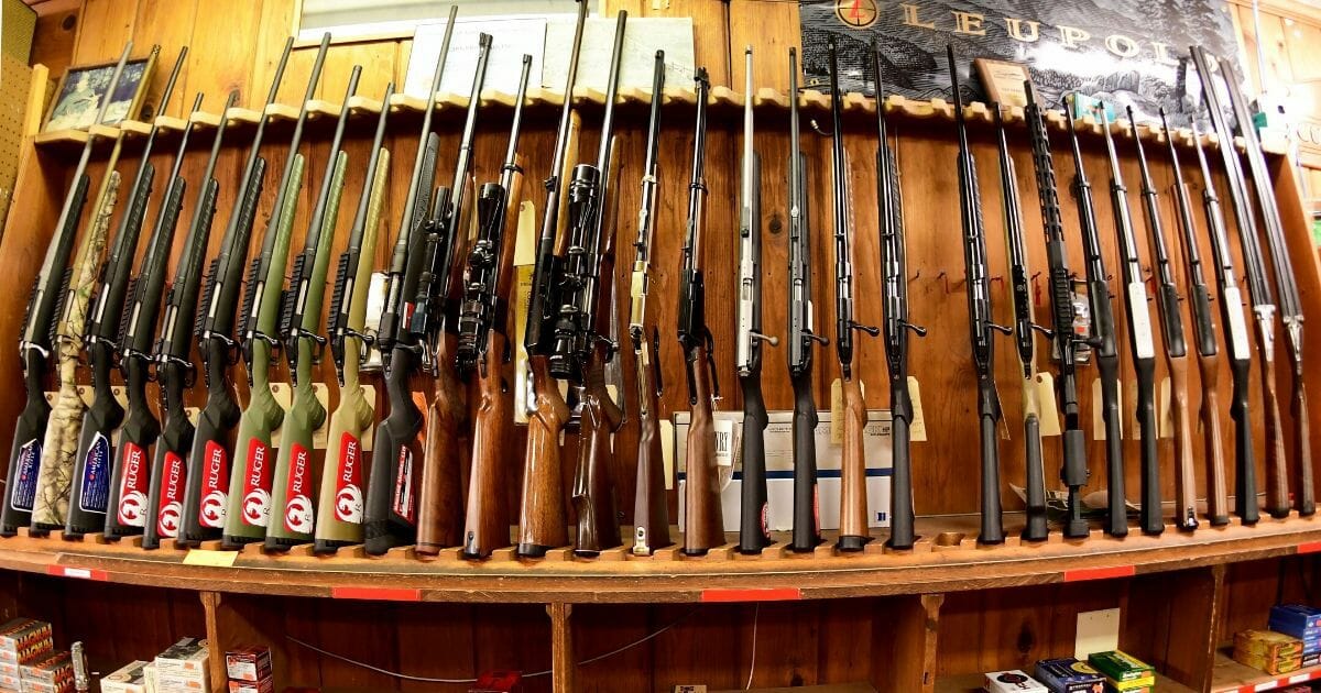 Various rifles are on display at Clark Brothers gun store in Warrenton, Virginia, on Jan. 16, 2020.