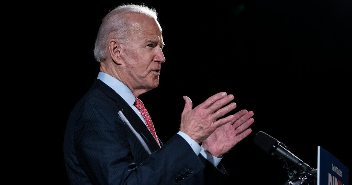 Democratic presidential candidate former Vice President Joe Biden delivers remarks about the coronavirus outbreak at the Hotel Du Pont on March 12, 2020, in Wilmington, Delaware.